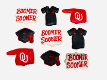 Load image into Gallery viewer, University of Oklahoma graduation themed cookies