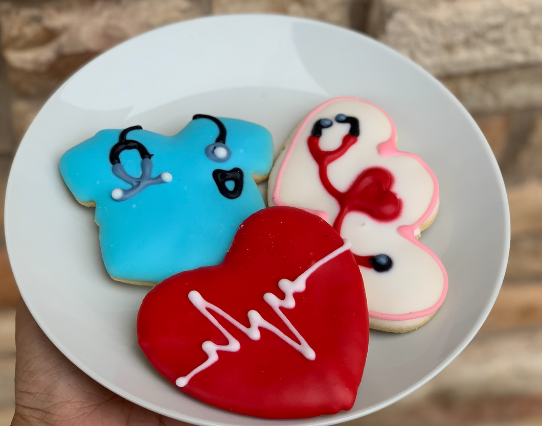 Nurse Scrubs Cookies, Nurse Themed, Heart Cookies, Medical Gift Cookies