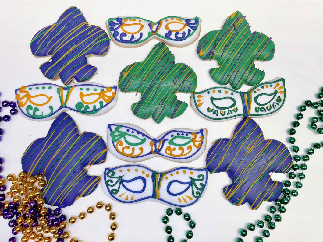 Mardi Gras cookies box- 12pcs