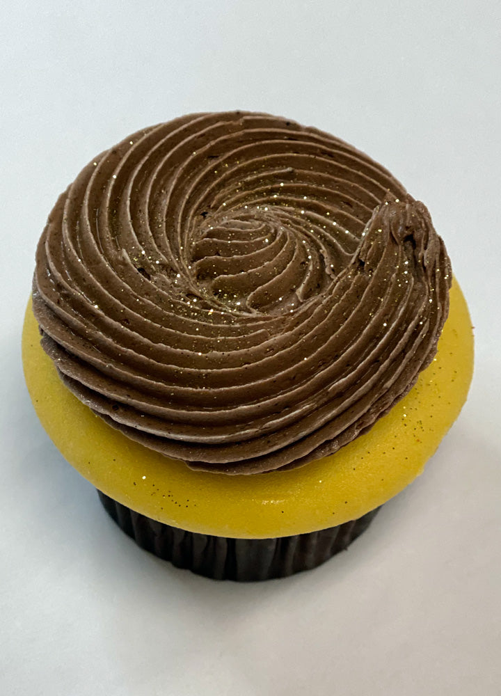 Yellow Cupcake with chocolate icing